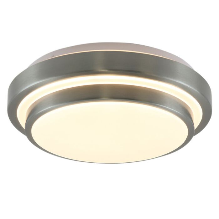 Moderne badkamer plafondlamp nikkel, Jaro, 12W, 3000K LED, IP44