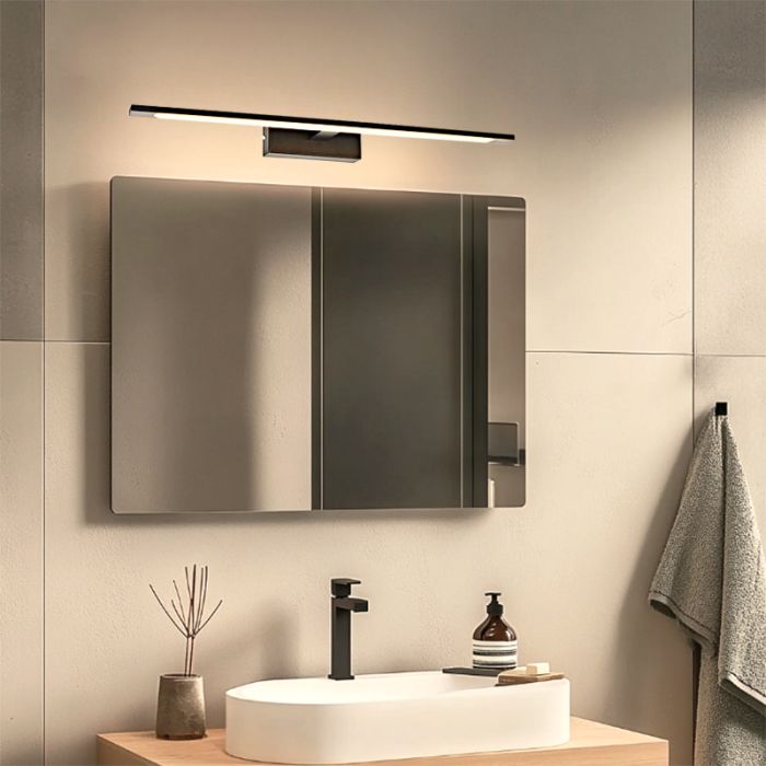 Moderne spiegelverlichting zwart, Steffy, 8W, 3000K LED, IP44