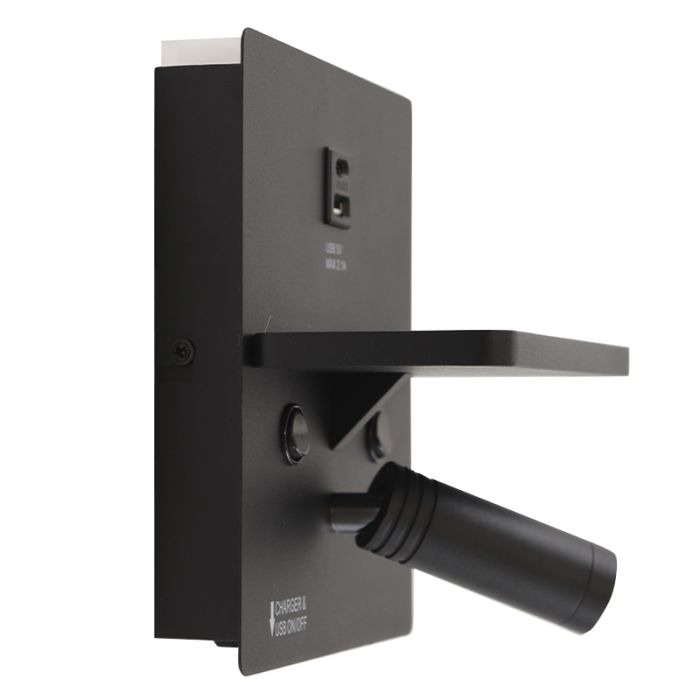 Moderne wandlamp zwart, Isabella, 3W, 3000K LED, met schakelaar