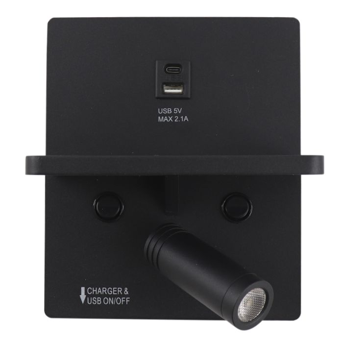 Moderne wandlamp zwart, Isabella, 3W, 3000K LED, met schakelaar