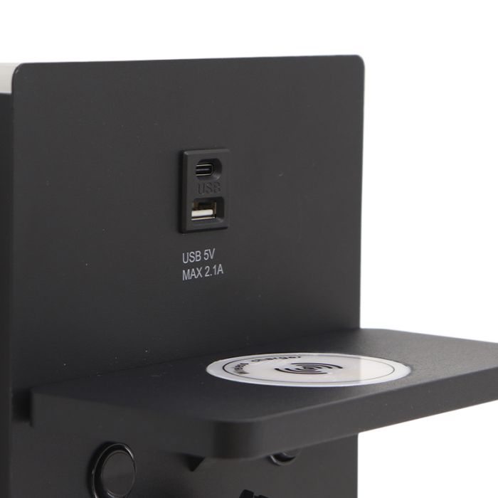 Moderne wandlamp zwart, Isabella, 3W, 3000K LED, met schakelaar