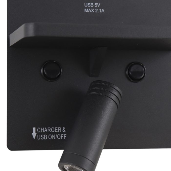 Moderne wandlamp zwart, Isabella, 3W, 3000K LED, met schakelaar