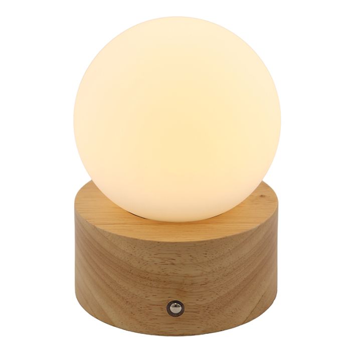 Houten tafellamp, Tiddo, 2W, dim to warm LED, met schakelaar