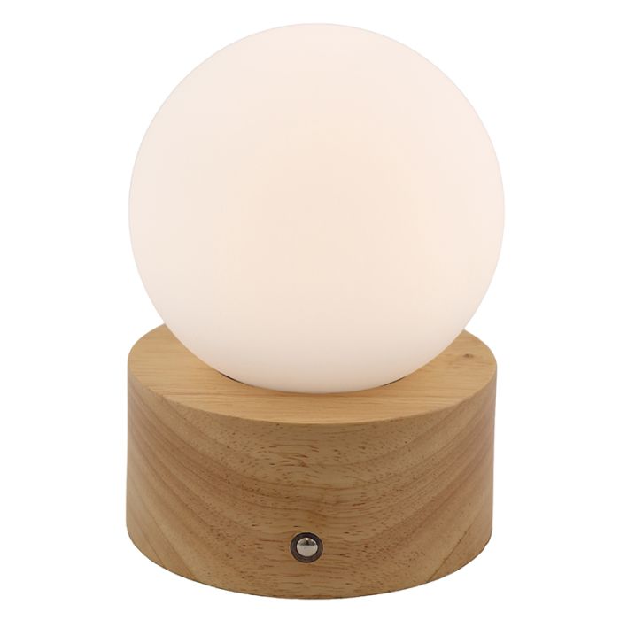 Houten tafellamp, Tiddo, 2W, dim to warm LED, met schakelaar
