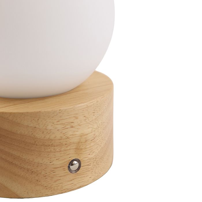 Houten tafellamp, Tiddo, 2W, dim to warm LED, met schakelaar