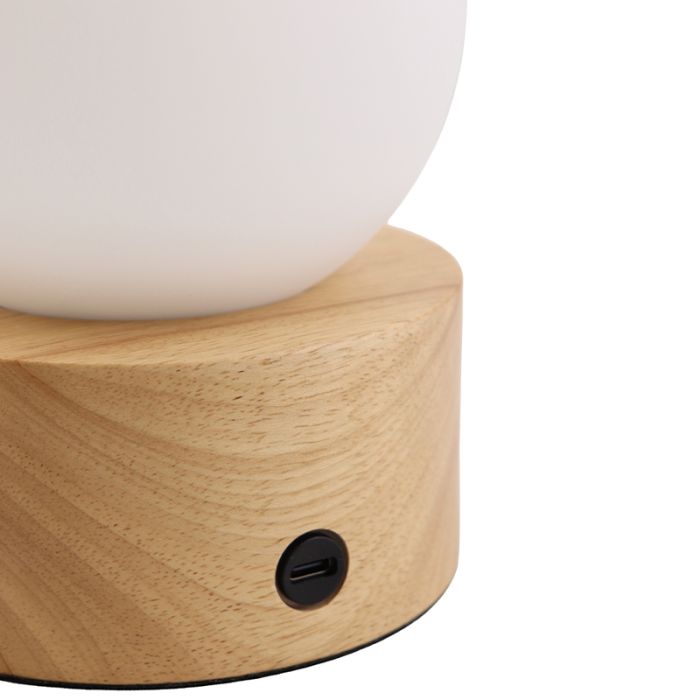Houten tafellamp, Tiddo, 2W, dim to warm LED, met schakelaar