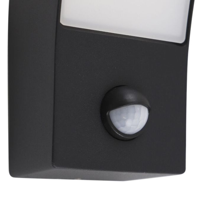 Moderne buiten wandlamp met bewegingssensor zwart, Manel, 12W, 3000K LED, IP44