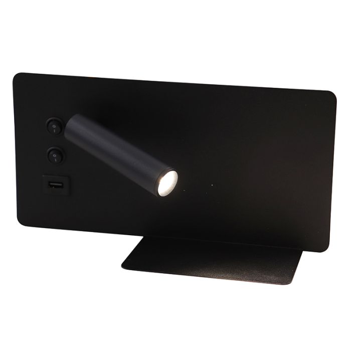 Moderne wandlamp zwart, Stanley, 10W, 4000K LED, met schakelaar