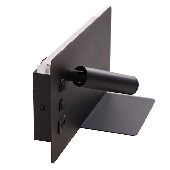 Moderne wandlamp zwart, Stanley, 10W, 4000K LED, met schakelaar