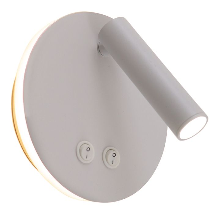 Moderne wandlamp wit, Robbie, 10W, 4000K LED, met schakelaar