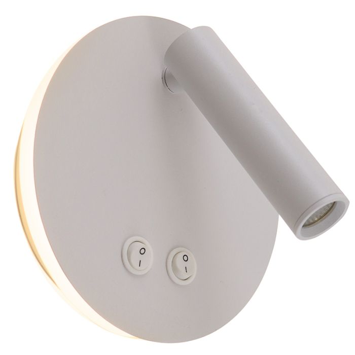 Moderne wandlamp wit, Robbie, 10W, 4000K LED, met schakelaar