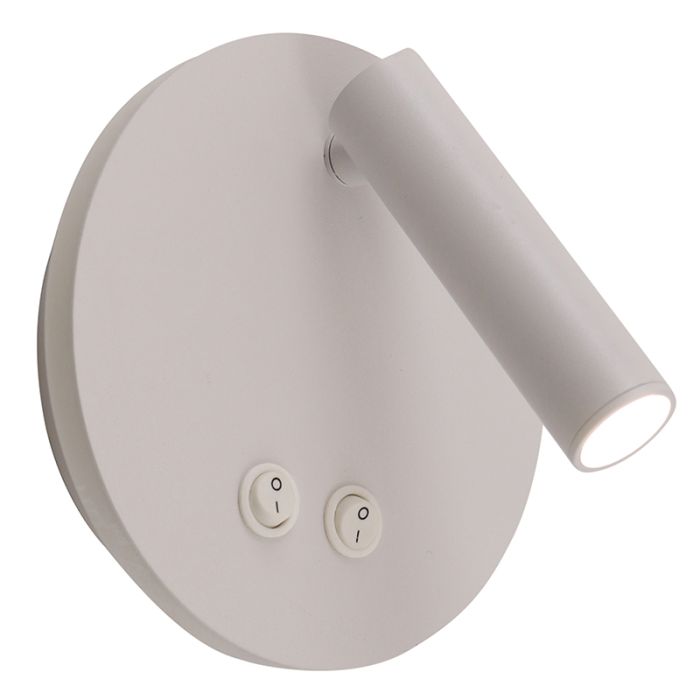 Moderne wandlamp wit, Robbie, 10W, 4000K LED, met schakelaar