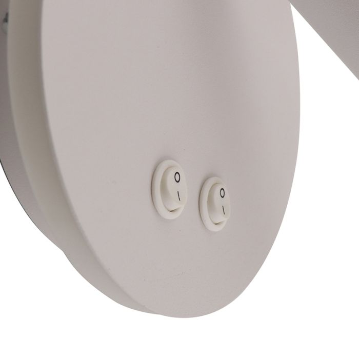 Moderne wandlamp wit, Robbie, 10W, 4000K LED, met schakelaar