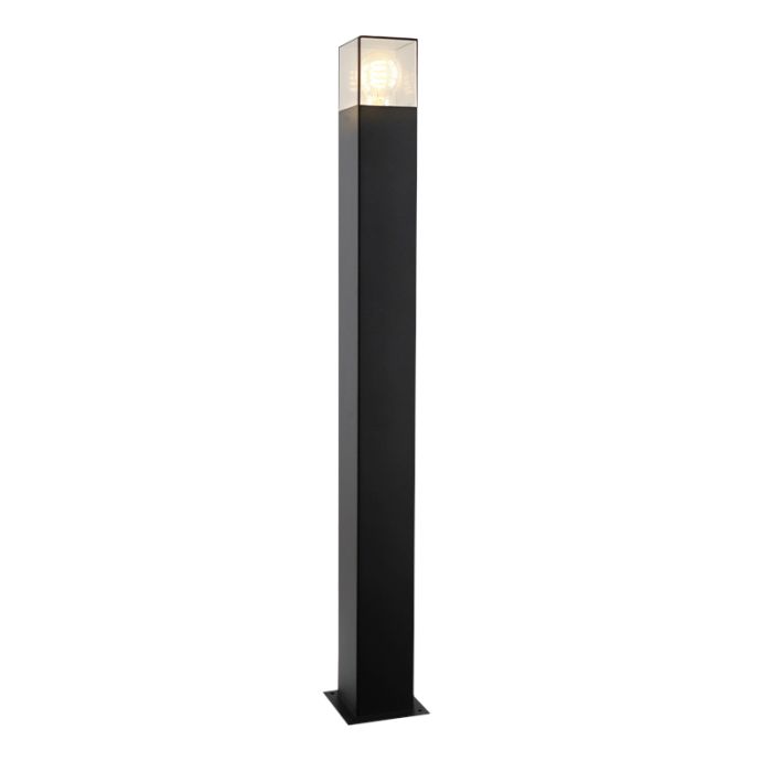 Zwarte staande buitenlamp Sanel, Smoke glas, 90cm