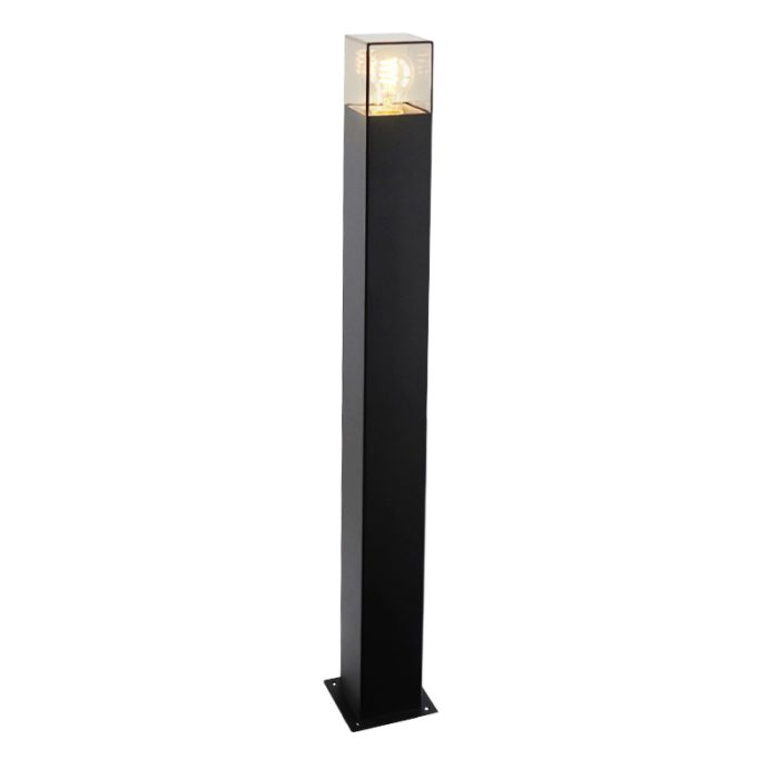 Zwarte staande buitenlamp Sanel, Smoke glas, 90cm