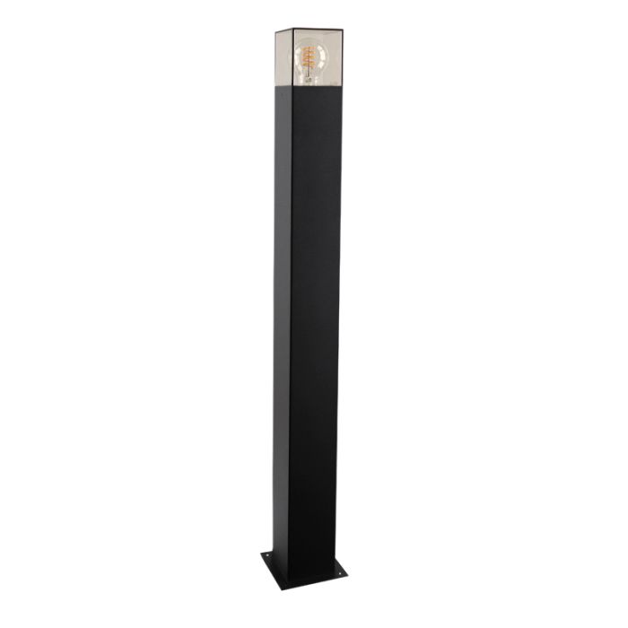 Zwarte staande buitenlamp Sanel, Smoke glas, 90cm