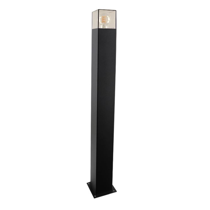 Zwarte staande buitenlamp Sanel, Smoke glas, 90cm