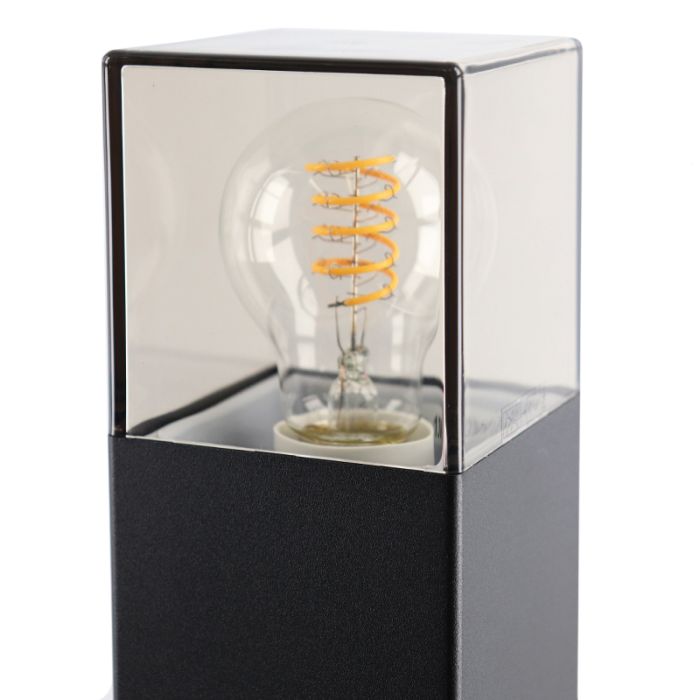 Zwarte staande buitenlamp Sanel, Smoke glas, 90cm