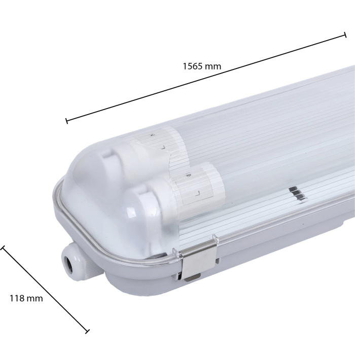 150 cm waterdicht LED TL armatuur - Dura - voor 2 TL's - IP65