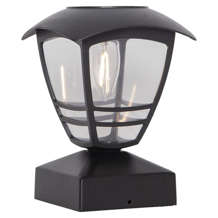 Klassieke staande buitenlamp op zonne-energie zwart, Amin, 0,03W, 3000K LED, IP44