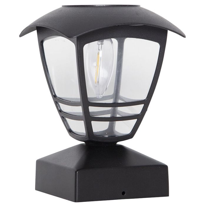 Klassieke staande buitenlamp op zonne-energie zwart, Amin, 0,03W, 3000K LED, IP44