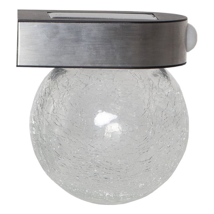 Glazen buiten wandlamp op zonne-energie transparant, Amke, 0,25W, 3000K LED, IP44