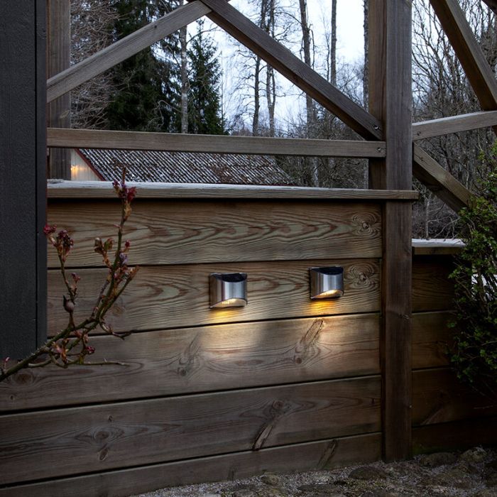 2-pak solar wandlampen Amier, Zilver, met schemersensor