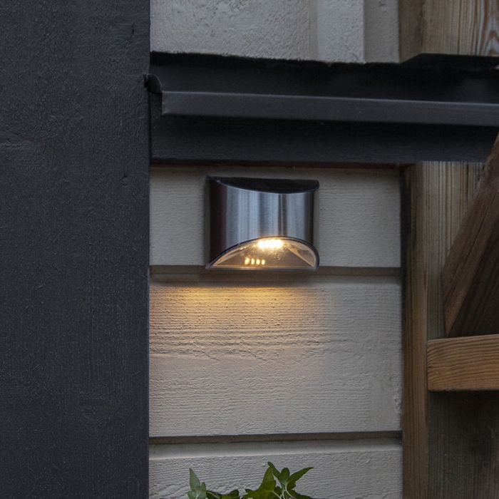 2-pak solar wandlampen Amier, Zilver, met schemersensor