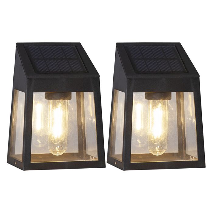 2-pak moderne zonne-energie lampen Amro, zwart