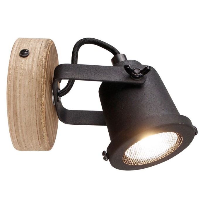 Industriële wandspot Jantina, zwart