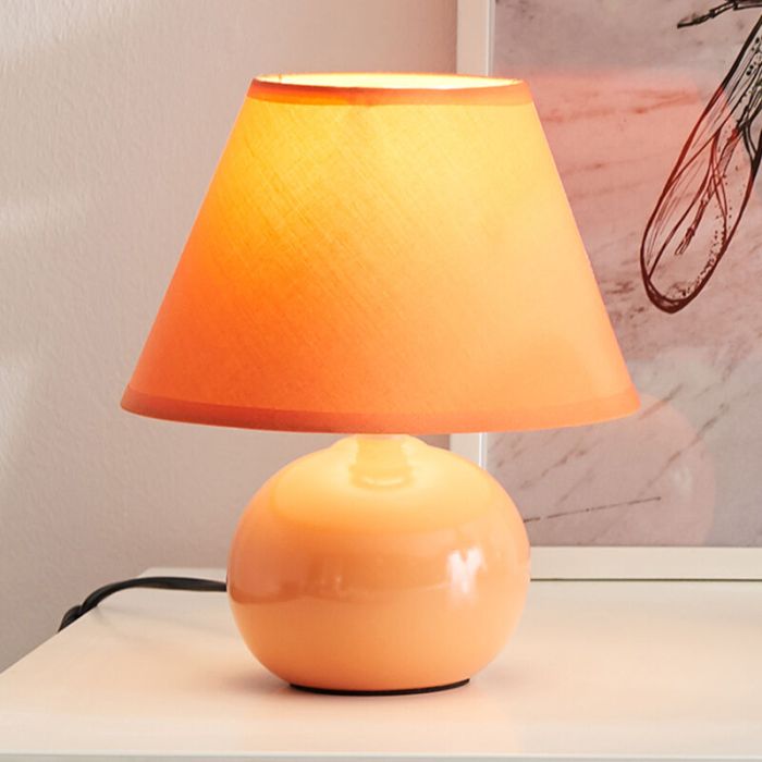 Keramische tafellamp oranje, Pilar, met schakelaar