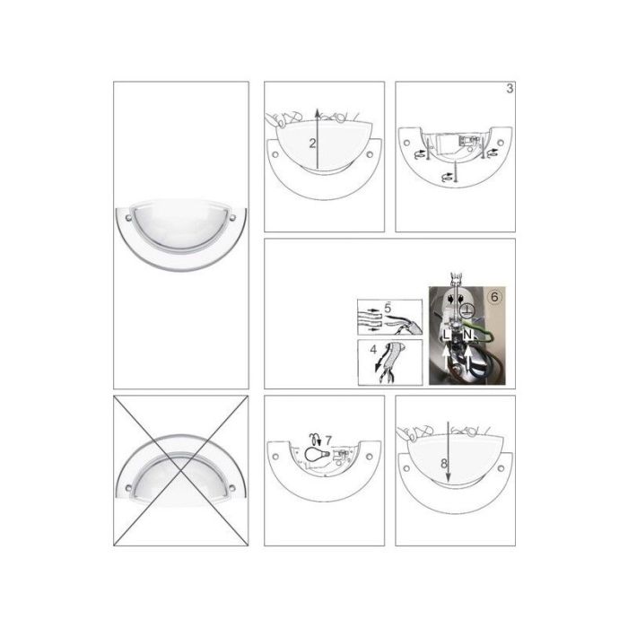 Glazen wandlamp wit, Angely