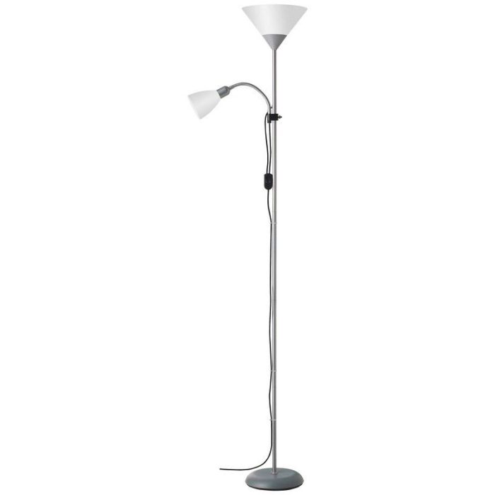 Aluminium staande leeslamp zilver, Josephina, met schakelaar