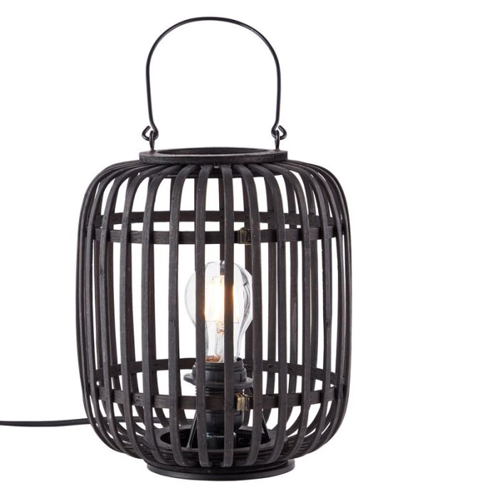 Moderne tafellamp Brain, Zwart, hout