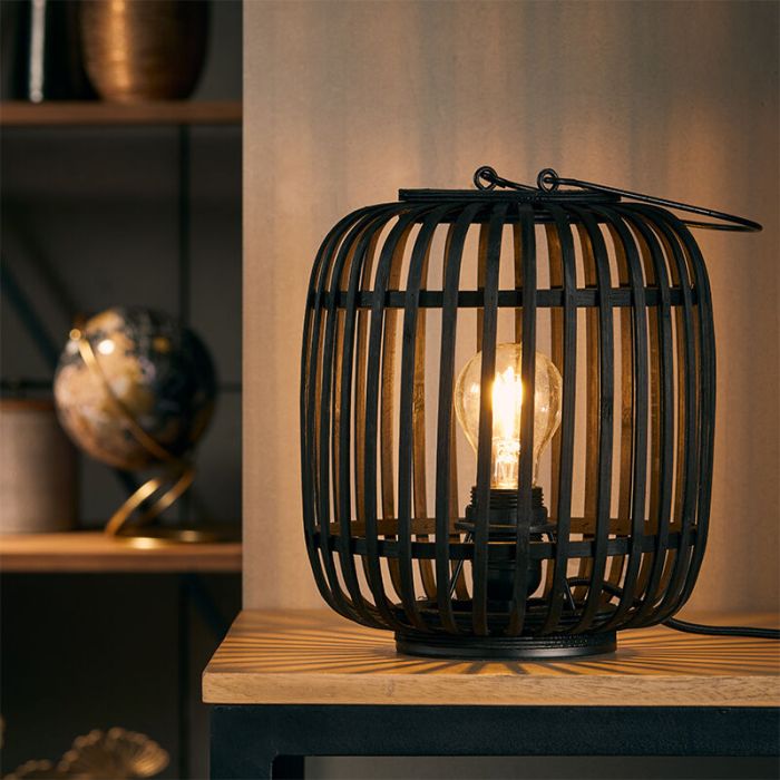 Moderne tafellamp Brain, Zwart, hout