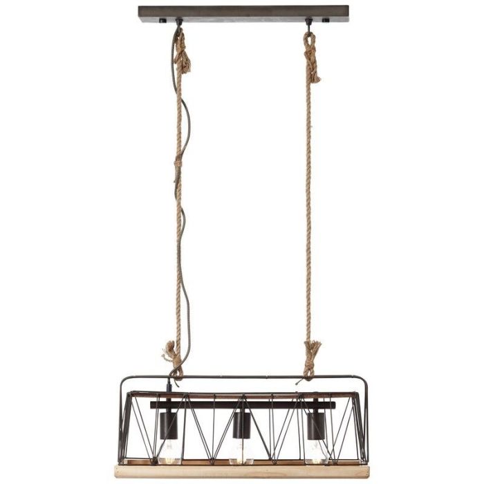 Moderne hanglamp Iris, Burned Steel, Hout