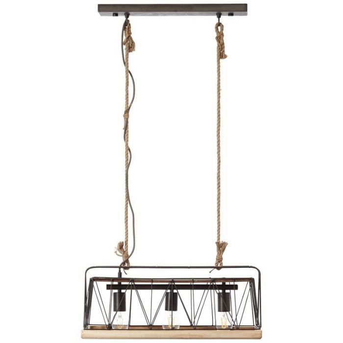 Moderne hanglamp Iris, Burned Steel, Hout