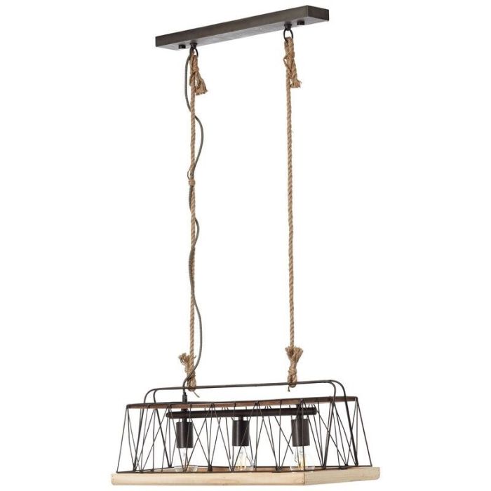 Moderne hanglamp Iris, Burned Steel, Hout