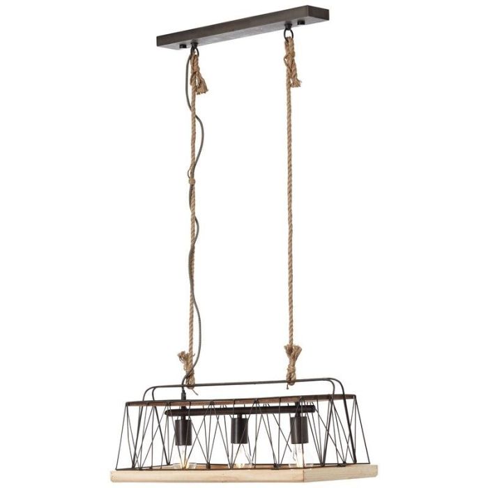 Moderne hanglamp Iris, Burned Steel, Hout