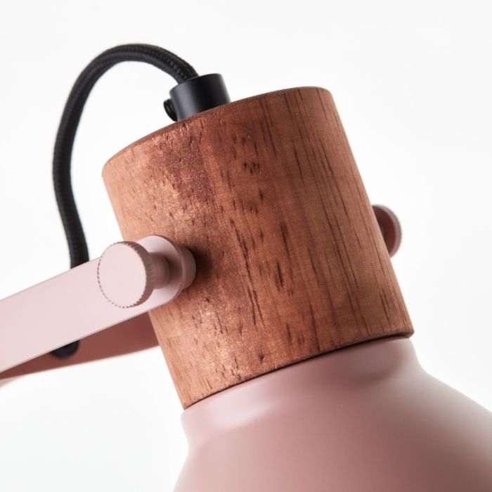 Landelijke tafellamp roze, Thalina, met schakelaar