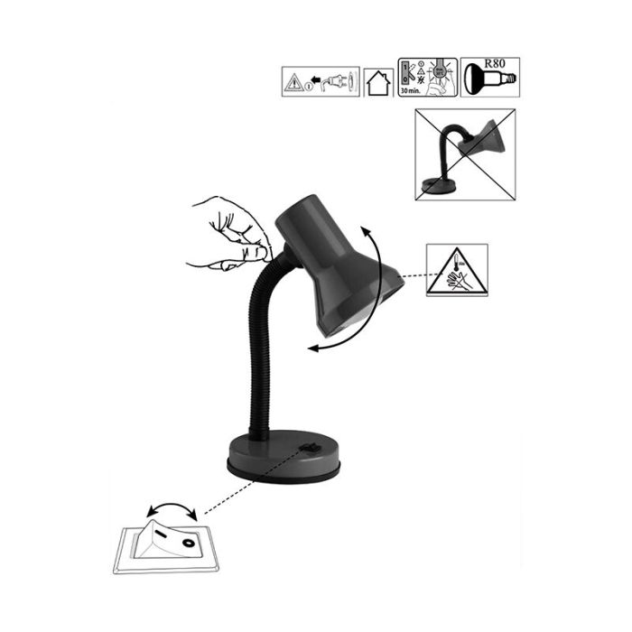 Kunststof bureaulamp zwart, Loet, met schakelaar