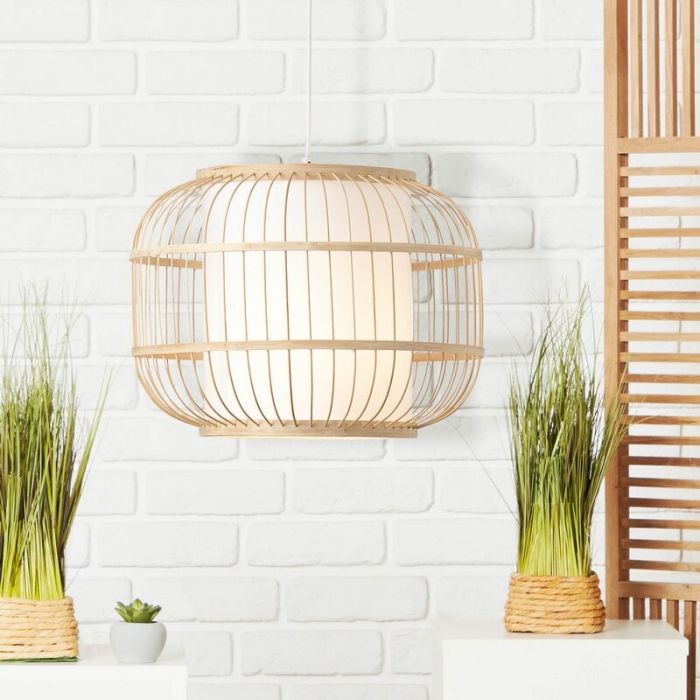 Landelijke hanglamp hout, Hans