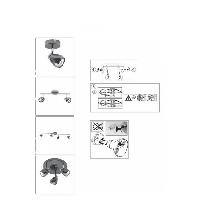 Metalen plafondlamp zwart, Khadra, 3W, 3000K LED