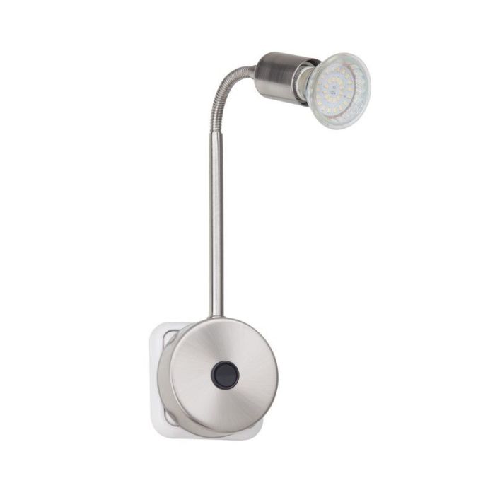 Metalen stopcontact wandlamp chroom, Hayo, met schakelaar