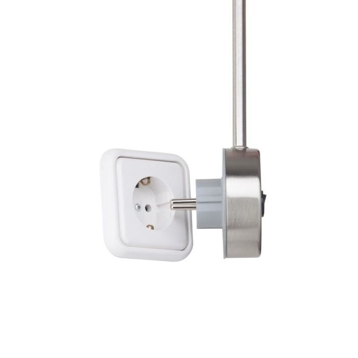 Metalen stopcontact wandlamp chroom, Hayo, met schakelaar