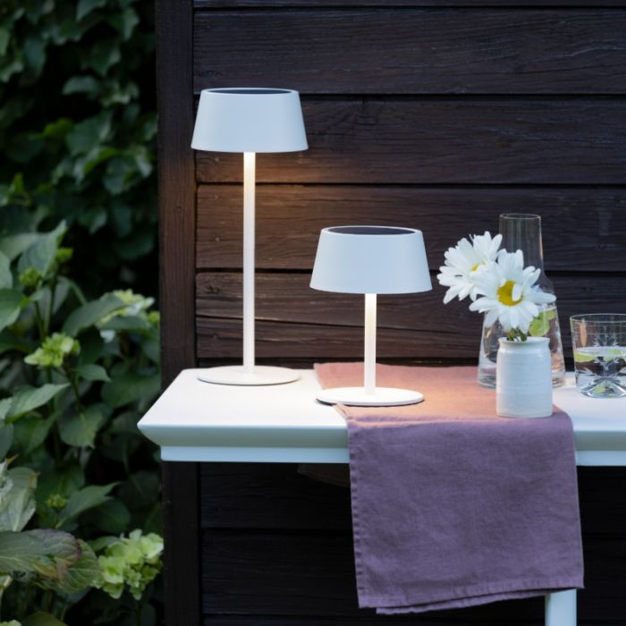 Moderne buiten wandlamp op zonne-energie wit, Soumaya, 4W, 3000K LED, IP44, 3-staps dimbaar