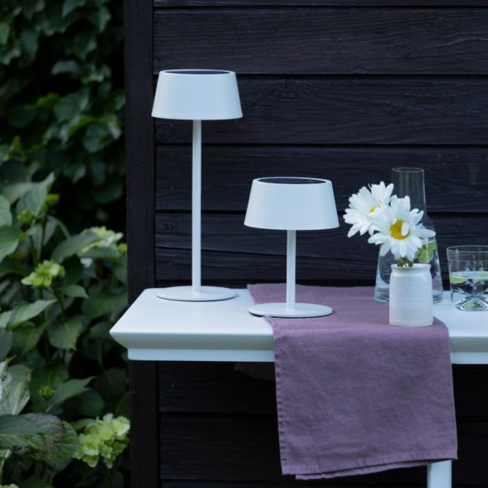 Moderne buiten wandlamp op zonne-energie wit, Soumaya, 4W, 3000K LED, IP44, 3-staps dimbaar