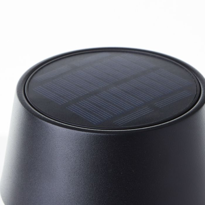 Moderne buiten wandlamp op zonne-energie zwart, Soumaya, 4W, 3000K LED, IP44, 3-staps dimbaar