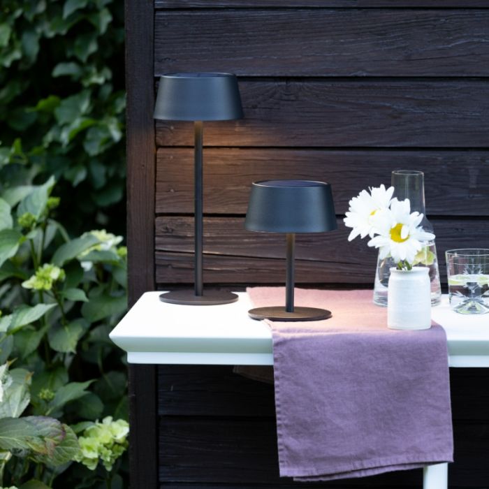 Moderne buiten wandlamp op zonne-energie zwart, Soumaya, 4W, 3000K LED, IP44, 3-staps dimbaar