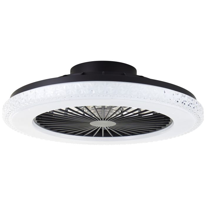 Moderne plafondventilator zwart, Baki, 40W, RGBW LED, met afstandsbediening